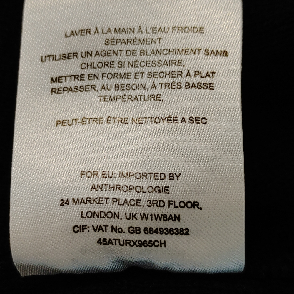 ANTHROPOLOGIE MOTH ASYMETRICAL OFF SHOULDER SWEATER, BLACK S - Picture 9 of 9